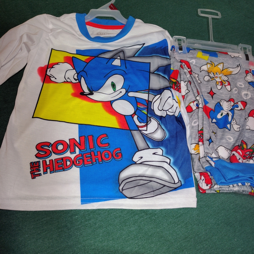 NWT Sonic the Hedgehog Kids Pajama Set - Blue, Red, and Gray